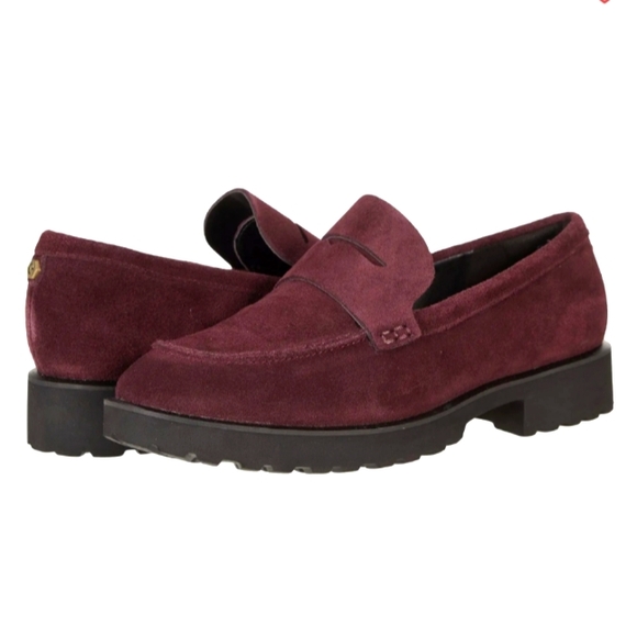 NWT Cole Haan 'Geneva' Waterproof Suede Penny Loafer in Pinot Angora Suede Sz.8B - Picture 1 of 16